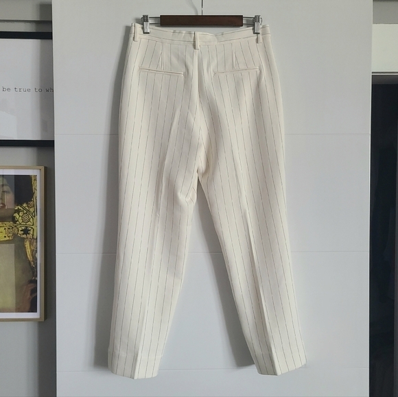 GANNI Striped Tapered Pants, Size 8, White | Black, NWOT - Picture 6 of 16